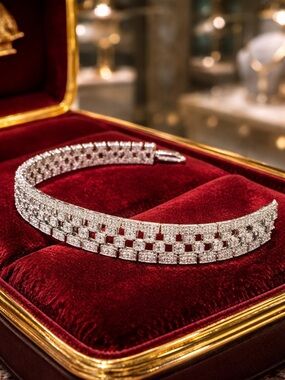 Hollywood Glamour Vintage 925 Silver Art Deco Bracelet